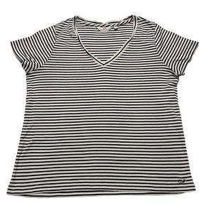 Vineyard Vines V-Neck T-Shirt Navy Blue White Striped Size Large